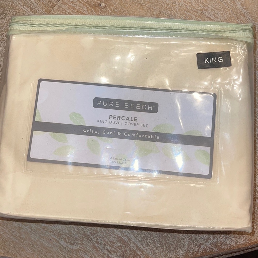 Pure Beech king duvet cover 3 piece set 100% modal - cream color Eco friendly